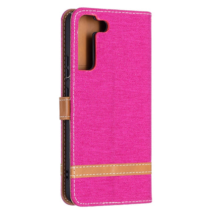For Samsung Galaxy S22+ 5G Color Matching Denim Texture Leather Case with Holder & Card Slots & Wallet & Lanyard(Rose Red)-garmade.com