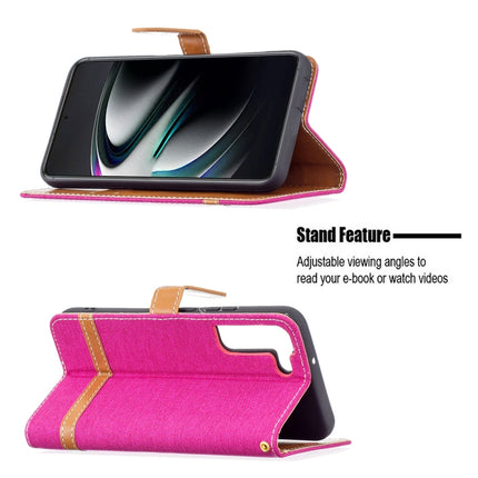 For Samsung Galaxy S22+ 5G Color Matching Denim Texture Leather Case with Holder & Card Slots & Wallet & Lanyard(Rose Red)-garmade.com