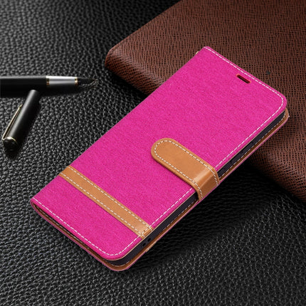 For Samsung Galaxy S22+ 5G Color Matching Denim Texture Leather Case with Holder & Card Slots & Wallet & Lanyard(Rose Red)-garmade.com