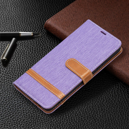 For Samsung Galaxy S22+ 5G Color Matching Denim Texture Leather Case with Holder & Card Slots & Wallet & Lanyard(Purple)-garmade.com