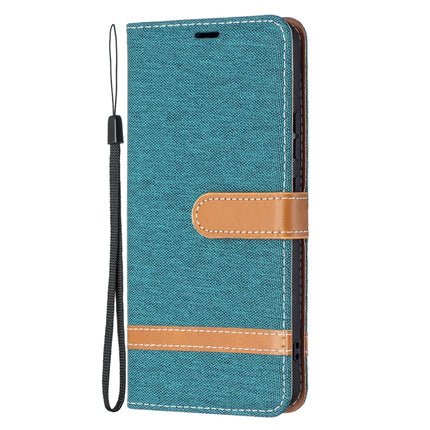 For Samsung Galaxy S22+ 5G Color Matching Denim Texture Leather Case with Holder & Card Slots & Wallet & Lanyard(Green)-garmade.com