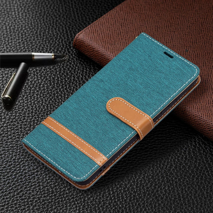 For Samsung Galaxy S22+ 5G Color Matching Denim Texture Leather Case with Holder & Card Slots & Wallet & Lanyard(Green)-garmade.com