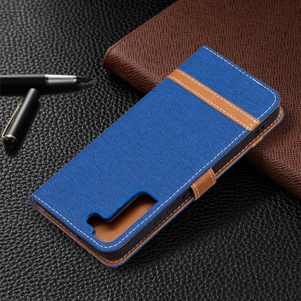 For Samsung Galaxy S22+ 5G Color Matching Denim Texture Leather Case with Holder & Card Slots & Wallet & Lanyard(Royal Blue)-garmade.com