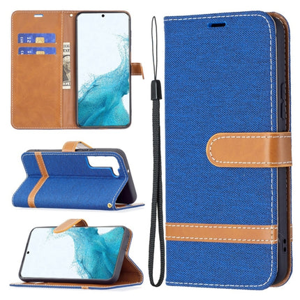 For Samsung Galaxy S22+ 5G Color Matching Denim Texture Leather Case with Holder & Card Slots & Wallet & Lanyard(Royal Blue)-garmade.com