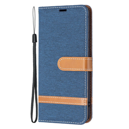 For Samsung Galaxy S22+ 5G Color Matching Denim Texture Leather Case with Holder & Card Slots & Wallet & Lanyard(Dark Blue)-garmade.com