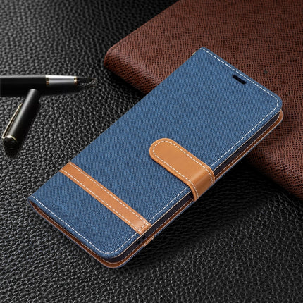 For Samsung Galaxy S22+ 5G Color Matching Denim Texture Leather Case with Holder & Card Slots & Wallet & Lanyard(Dark Blue)-garmade.com