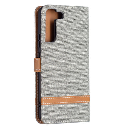 For Samsung Galaxy S22+ 5G Color Matching Denim Texture Leather Case with Holder & Card Slots & Wallet & Lanyard(Grey)-garmade.com