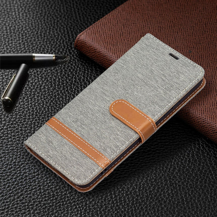 For Samsung Galaxy S22+ 5G Color Matching Denim Texture Leather Case with Holder & Card Slots & Wallet & Lanyard(Grey)-garmade.com