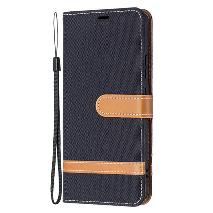 For Samsung Galaxy S22+ 5G Color Matching Denim Texture Leather Case with Holder & Card Slots & Wallet & Lanyard(Black)-garmade.com