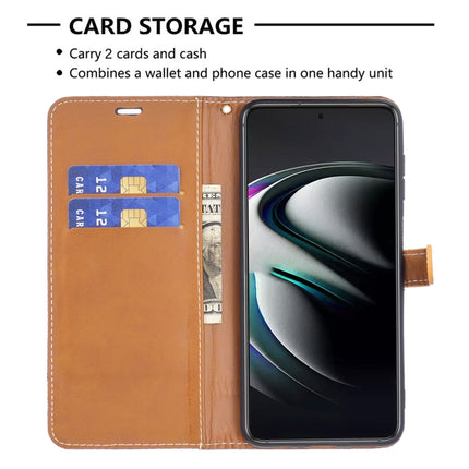 For Samsung Galaxy S22+ 5G Color Matching Denim Texture Leather Case with Holder & Card Slots & Wallet & Lanyard(Black)-garmade.com