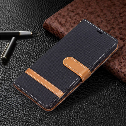 For Samsung Galaxy S22+ 5G Color Matching Denim Texture Leather Case with Holder & Card Slots & Wallet & Lanyard(Black)-garmade.com