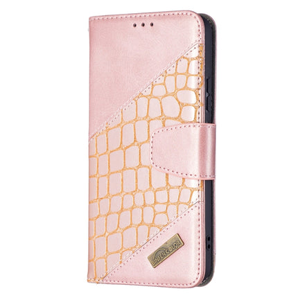 For Samsung Galaxy S22+ 5G Matching Color Crocodile Texture Leather Phone Case with Holder & Card Slots & Wallet(Rose Gold)-garmade.com