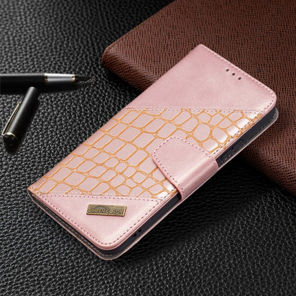 For Samsung Galaxy S22+ 5G Matching Color Crocodile Texture Leather Phone Case with Holder & Card Slots & Wallet(Rose Gold)-garmade.com
