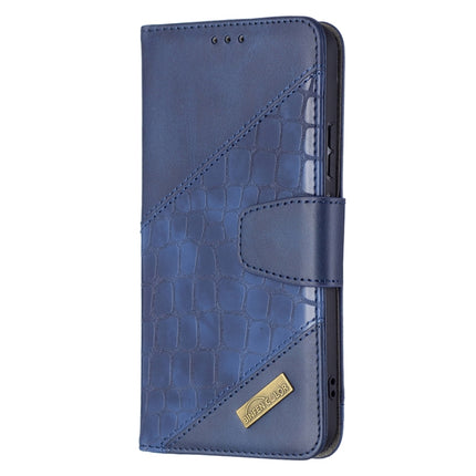 For Samsung Galaxy S22+ 5G Matching Color Crocodile Texture Leather Phone Case with Holder & Card Slots & Wallet(Blue)-garmade.com
