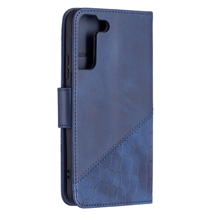 For Samsung Galaxy S22+ 5G Matching Color Crocodile Texture Leather Phone Case with Holder & Card Slots & Wallet(Blue)-garmade.com