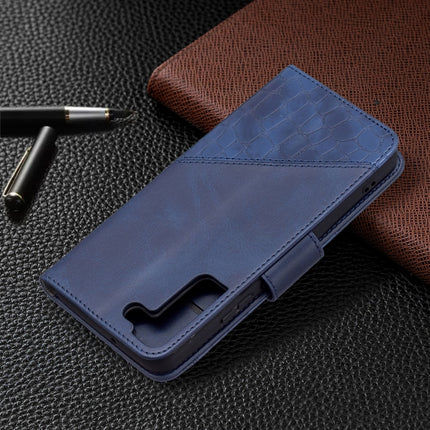 For Samsung Galaxy S22+ 5G Matching Color Crocodile Texture Leather Phone Case with Holder & Card Slots & Wallet(Blue)-garmade.com
