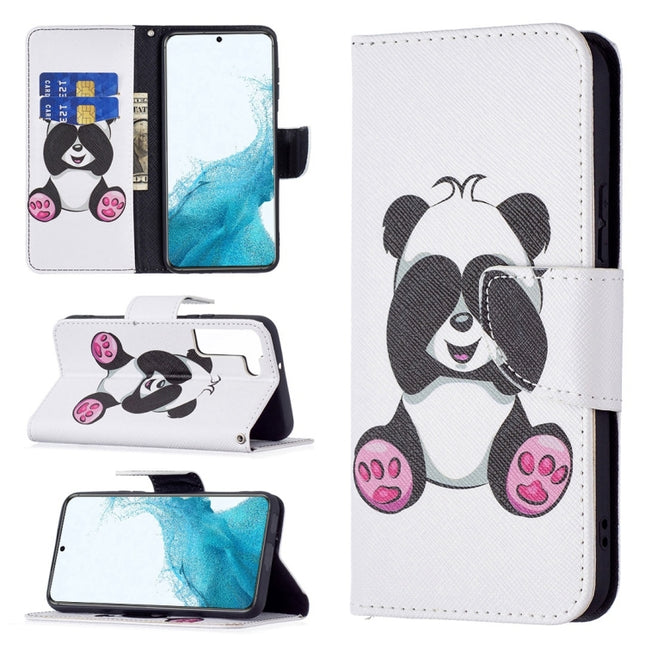 For Samsung Galaxy S22+ 5G Colored Drawing Pattern Horizontal Flip Phone Leather Case with Holder & Card Slots & Wallet(Panda)-garmade.com