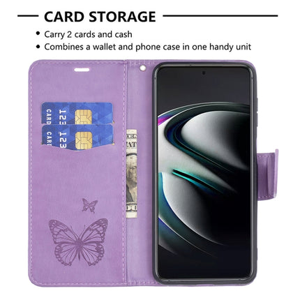 For Samsung Galaxy S22+ 5G Embossing Two Butterflies Pattern Leather Phone Case with Holder & Card Slot & Wallet & Lanyard(Purple)-garmade.com