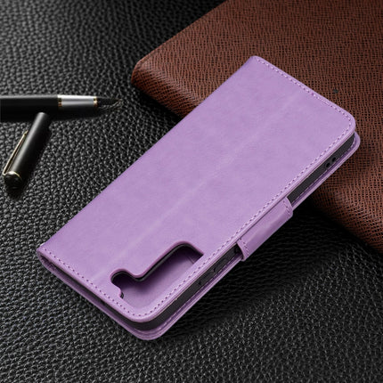 For Samsung Galaxy S22+ 5G Embossing Two Butterflies Pattern Leather Phone Case with Holder & Card Slot & Wallet & Lanyard(Purple)-garmade.com
