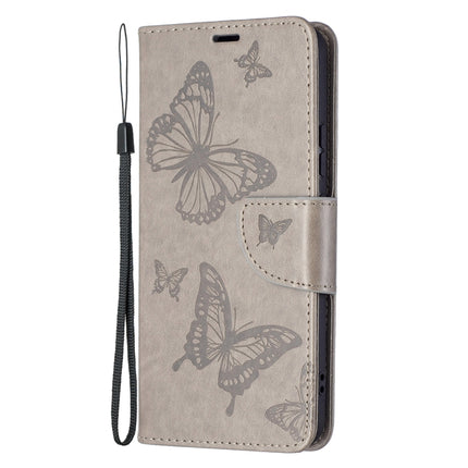 For Samsung Galaxy S22+ 5G Embossing Two Butterflies Pattern Leather Phone Case with Holder & Card Slot & Wallet & Lanyard(Grey)-garmade.com