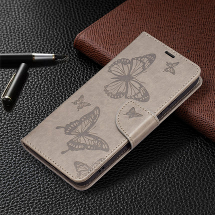 For Samsung Galaxy S22+ 5G Embossing Two Butterflies Pattern Leather Phone Case with Holder & Card Slot & Wallet & Lanyard(Grey)-garmade.com
