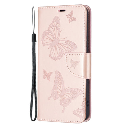 For Samsung Galaxy S22+ 5G Embossing Two Butterflies Pattern Leather Phone Case with Holder & Card Slot & Wallet & Lanyard(Rose Gold)-garmade.com