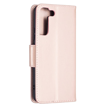 For Samsung Galaxy S22+ 5G Embossing Two Butterflies Pattern Leather Phone Case with Holder & Card Slot & Wallet & Lanyard(Rose Gold)-garmade.com
