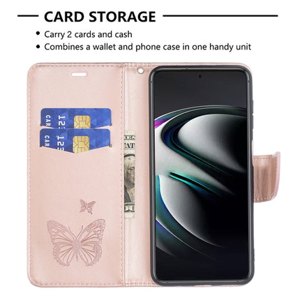 For Samsung Galaxy S22+ 5G Embossing Two Butterflies Pattern Leather Phone Case with Holder & Card Slot & Wallet & Lanyard(Rose Gold)-garmade.com