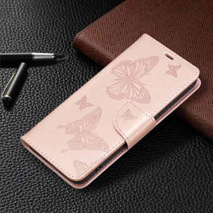 For Samsung Galaxy S22+ 5G Embossing Two Butterflies Pattern Leather Phone Case with Holder & Card Slot & Wallet & Lanyard(Rose Gold)-garmade.com
