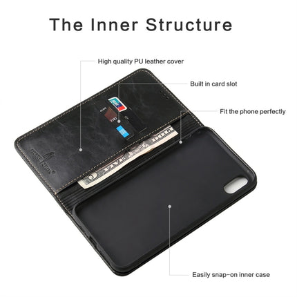 For iPhone X / XS Retro Tree Bark Texture PU Magnetic Horizontal Flip Leather Case with Holder & Card Slots & Wallet(Black)-garmade.com