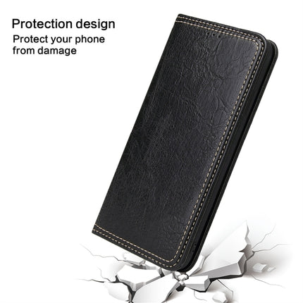 For iPhone X / XS Retro Tree Bark Texture PU Magnetic Horizontal Flip Leather Case with Holder & Card Slots & Wallet(Black)-garmade.com