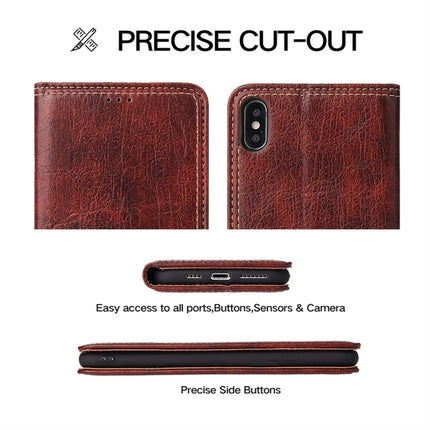 For iPhone X / XS Retro Tree Bark Texture PU Magnetic Horizontal Flip Leather Case with Holder & Card Slots & Wallet(Brown)-garmade.com