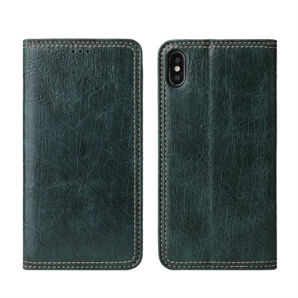 For iPhone X / XS Retro Tree Bark Texture PU Magnetic Horizontal Flip Leather Case with Holder & Card Slots & Wallet(Green)-garmade.com