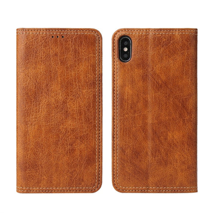 For iPhone X / XS Retro Tree Bark Texture PU Magnetic Horizontal Flip Leather Case with Holder & Card Slots & Wallet(Khaki)-garmade.com