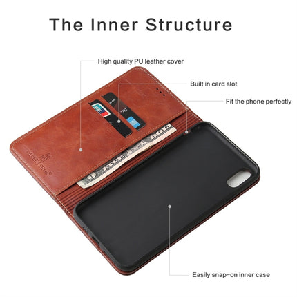 For iPhone X / XS Retro Tree Bark Texture PU Magnetic Horizontal Flip Leather Case with Holder & Card Slots & Wallet(Khaki)-garmade.com