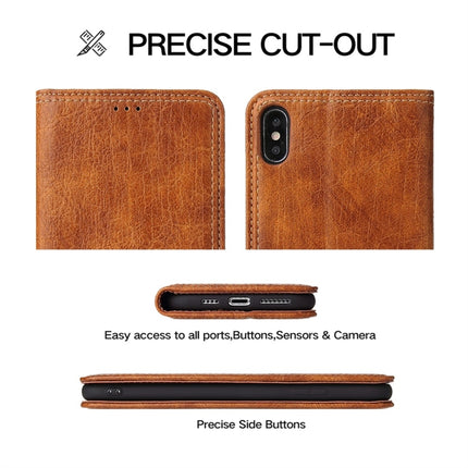 For iPhone X / XS Retro Tree Bark Texture PU Magnetic Horizontal Flip Leather Case with Holder & Card Slots & Wallet(Khaki)-garmade.com
