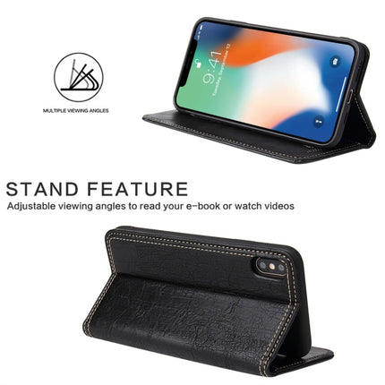 For iPhone XR Retro Tree Bark Texture PU Magnetic Horizontal Flip Leather Case with Holder & Card Slots & Wallet(Black)-garmade.com