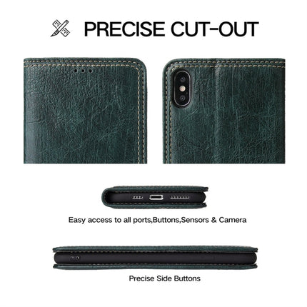For iPhone XR Retro Tree Bark Texture PU Magnetic Horizontal Flip Leather Case with Holder & Card Slots & Wallet(Green)-garmade.com