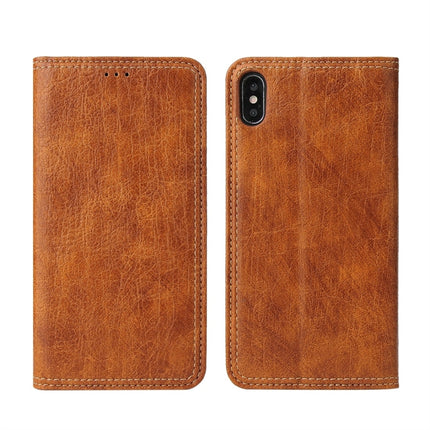 For iPhone XR Retro Tree Bark Texture PU Magnetic Horizontal Flip Leather Case with Holder & Card Slots & Wallet(Khaki)-garmade.com