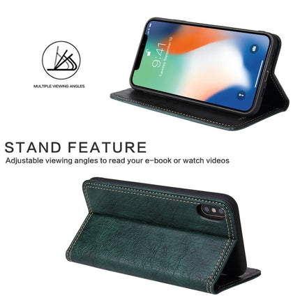 For iPhone XS Max Retro Tree Bark Texture PU Magnetic Horizontal Flip Leather Case with Holder & Card Slots & Wallet(Green)-garmade.com