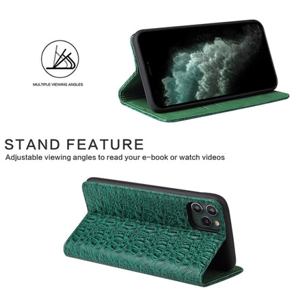 For iPhone 11 Pro Crocodile Texture PC + TPU Horizontal Flip Leather Case with Holder & Card Slots & Wallet(Green)-garmade.com