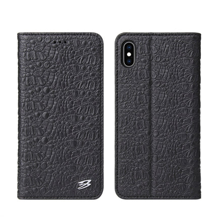 For iPhone XR Crocodile Texture PC + TPU Horizontal Flip Leather Case with Holder & Card Slots & Wallet(Black)-garmade.com