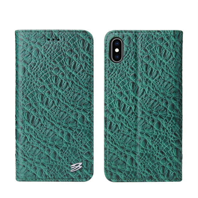 For iPhone XR Crocodile Texture PC + TPU Horizontal Flip Leather Case with Holder & Card Slots & Wallet(Green)-garmade.com