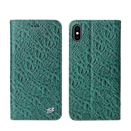 For iPhone XS Max Crocodile Texture PC + TPU Horizontal Flip Leather Case with Holder & Card Slots & Wallet(Green)-garmade.com