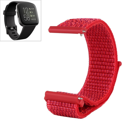 For Fitbit Versa / Versa 2 Nylon Watchband with Hook and Loop Fastener(Red)-garmade.com