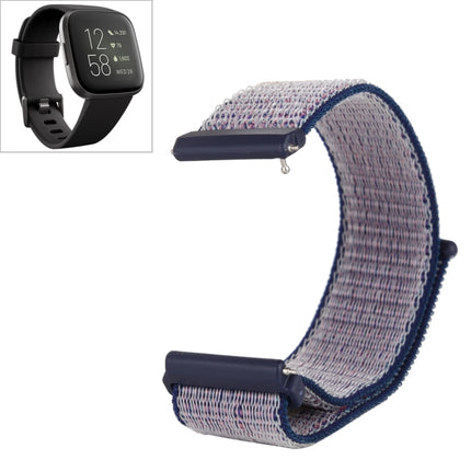 For Fitbit Versa / Versa 2 Nylon Watchband with Hook and Loop Fastener(Blue Grey)-garmade.com