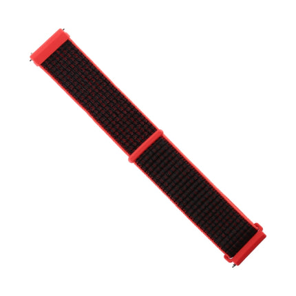 For Fitbit Versa / Versa 2 Nylon Watchband with Hook and Loop Fastener(Black Red)-garmade.com