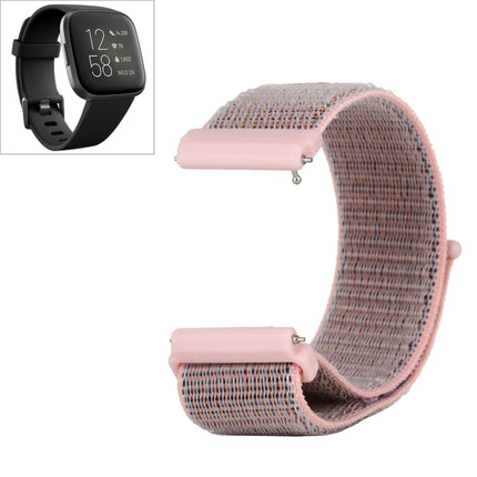For Fitbit Versa / Versa 2 Nylon Watchband with Hook and Loop Fastener(Pink)-garmade.com