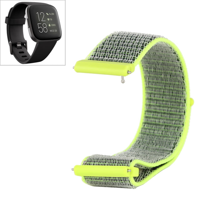 For Fitbit Versa / Versa 2 Nylon Watchband with Hook and Loop Fastener(Yellow Black)-garmade.com