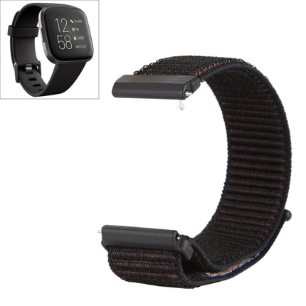 For Fitbit Versa / Versa 2 Nylon Watchband with Hook and Loop Fastener(Black Brown)-garmade.com